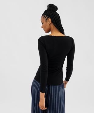 Tee-shirt manches longues avec col rond en dentelle femme vue9 - GEMO(HOMWR FEM) - GEMO