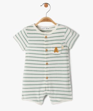 Combishort bébé en éponge rayé - LuluCastagnette vue1 - LULUCASTAGNETTE - GEMO