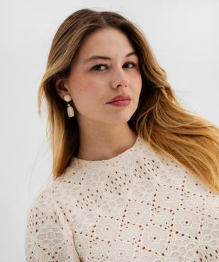 Tee-shirt à manches courtes en maille ajourée femme vue2 - GEMO 4G FEMME - GEMO