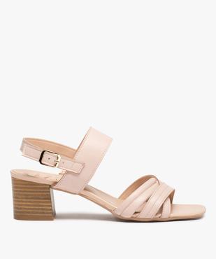 Sandales femme à talon rainuré et dessus cuir uni - Tanéo vue1 - TANEO - GEMO