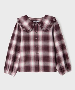 Chemise manches longues à carreaux et grand col Claudine fille vue1 - GEMO (ENFANT) - GEMO