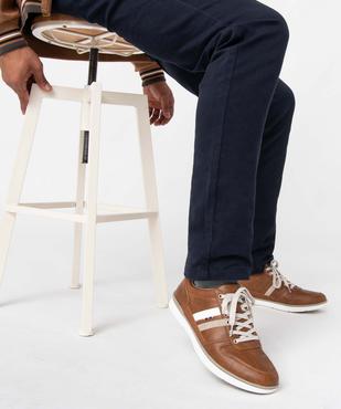 Baskets homme style chic dessus grainé uni à lacets vue1 - GEMO (CASUAL) - GEMO