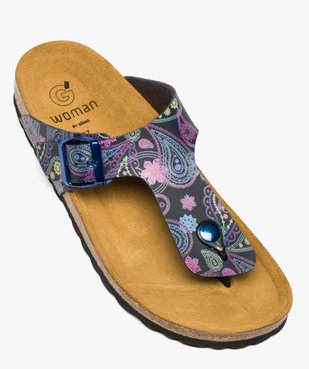 Mules femme à talon plat et bride entre-doigts imprimée vue5 - GEMO (CASUAL) - GEMO