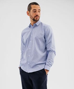 Chemise manches longues à rayures et pois brodé coupe regular homme vue1 - GEMO 4G HOMME - GEMO