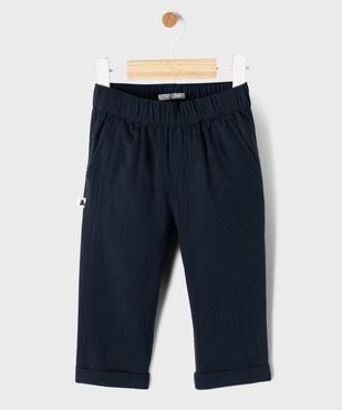 Pantalon droit à revers en coton gaufré bébé garçon - LuluCastagnette vue1 - LULUCASTAGNETTE - GEMO