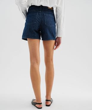 Short en jean rayé à taille haute femme - LuluCastagnette vue3 - LULU CASTAGNETTE G4G D - GEMO