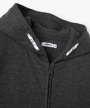 Sweat garçon uni à capuche avec fermeture zippée vue2 - GEMO (JUNIOR) - GEMO