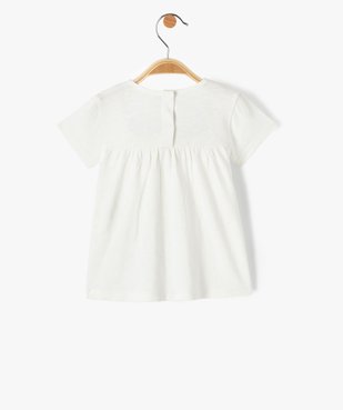 Tee-shirt bébé fille à plastron brodé et volanté vue3 - GEMO(BEBE DEBT) - GEMO