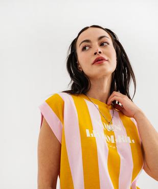 Tee-shirt sans manches en jersey de coton imprimé femme vue2 - GEMO(FEMME PAP) - GEMO