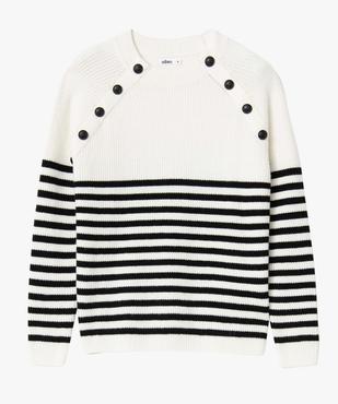 Pull femme à rayures et boutons aux emmanchures vue4 - GEMO(FEMME PAP) - GEMO