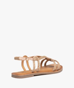 Sandales femme à talon plat et brides en cuir – Taneo vue4 - TANEO - GEMO
