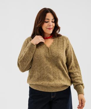 Pull col tunisien femme grande taille vue1 - GEMO 4G GT - GEMO