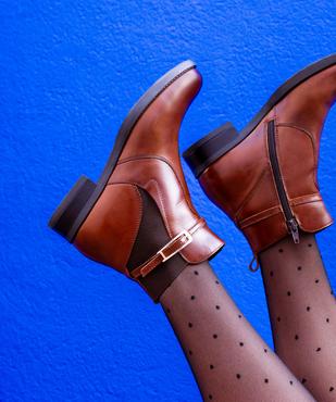 Bottines dessus cuir avec élastique latéral femme - Tanéo vue1 - TANEO - GEMO