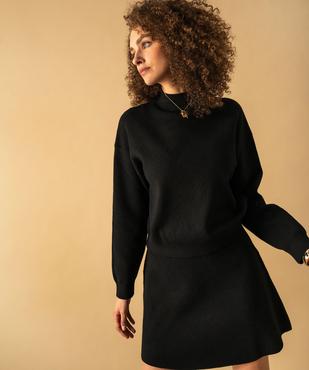 Jupe courte en maille coupe trapèze femme vue2 - GEMO 4G FEMME - GEMO