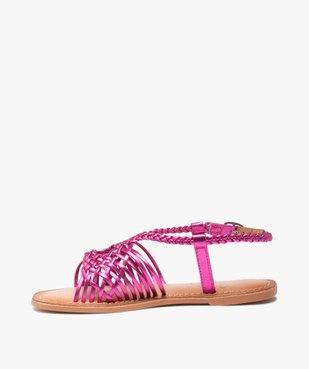 Sandales fille à fines brides tressées en cuir métallisé vue3 - GEMO (ENFANT) - GEMO