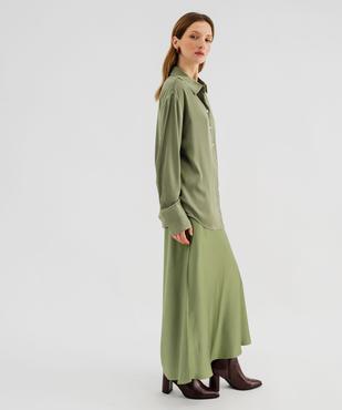 Jupe longue en matière satinée taille élastique femme vue4 - GEMO 4G FEMME - GEMO