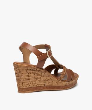 Sandales femme compensées dessus cuir - Tanéo vue4 - TANEO - GEMO