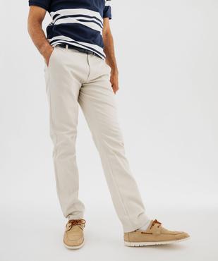 Pantalon chino en coton stretch avec ceinture tressée homme vue1 - GEMO 4G HOMME - GEMO