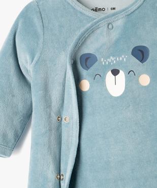 Pyjama dors-bien en velours fermeture devant bébé vue2 - GEMO 4G BEBE - GEMO