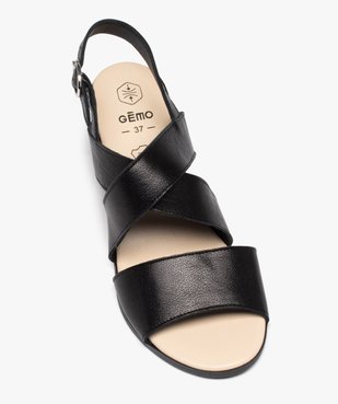 Sandales femme unies en cuir à talon carré moyen avec brides croisées vue5 - GEMO 4G FEMME - GEMO