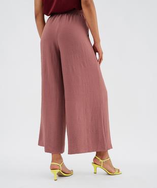 Pantalon large et fluide à taille élastiquée et liens à nouer femme vue3 - GEMO 4G FEMME - GEMO