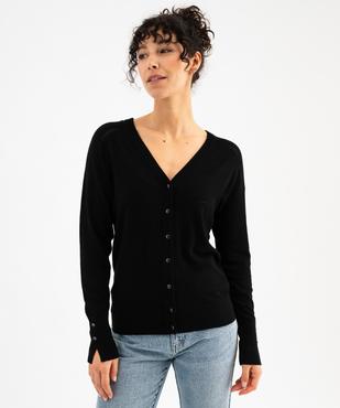 Gilet col V en maille fine unie femme vue5 - GEMO 4G FEMME - GEMO