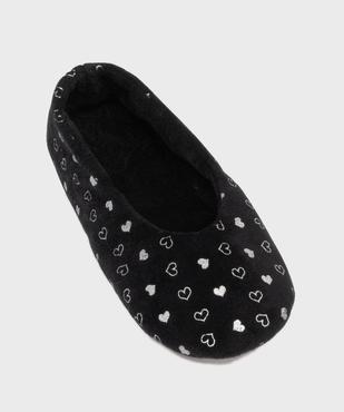 Chaussons ballerines en velours motifs coeurs femme vue5 - GEMO(HOMWR FEM) - GEMO