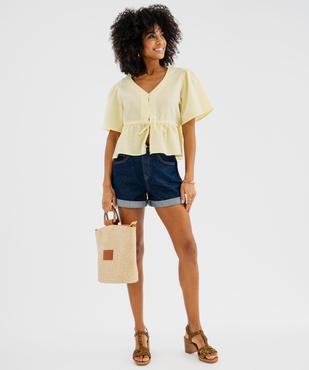 Blouse manches courtes en seersucker à basque femme vue4 - GEMO(FEMME PAP) - GEMO