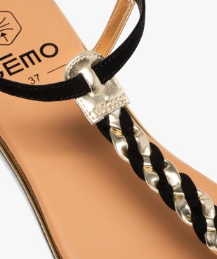 Sandales femme plates avec bride tressée à entre-doigt détails métallisés vue6 - GEMO (CASUAL) - GEMO