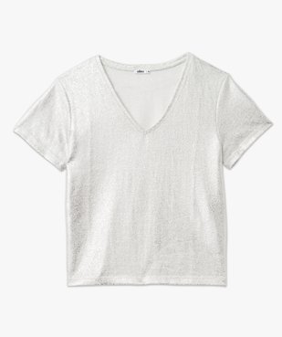 Tee-shirt manches courtes col V à paillettes femme vue4 - GEMO(FEMME PAP) - GEMO