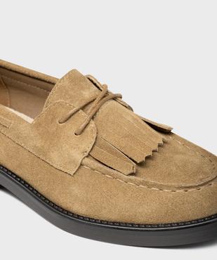 Derbies en cuir suède inspiration mocassins à patte frangée femme - Tanéo vue6 - TANEO - GEMO