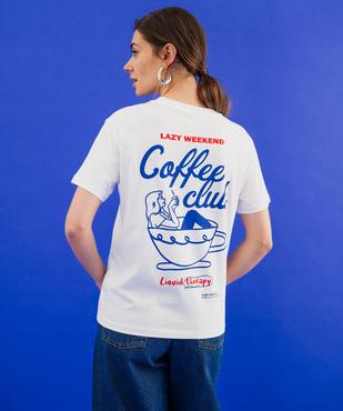 Tee-shirt manches courtes avec inscription devant et dos femme vue4 - GEMO(FEMME PAP) - GEMO