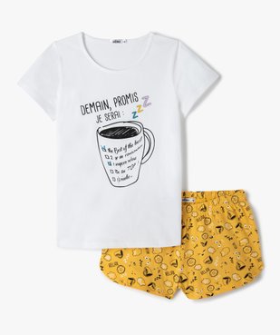 Pyjashort fille imprimé avec motif mug vue1 - GEMO (JUNIOR) - GEMO