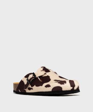 Sabots à semelle intérieure cuir imprimé pelage femme - Follow Me vue3 - FOLLOW ME - GEMO