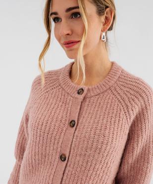 Gilet à col rond en grosse maille femme vue2 - GEMO 4G FEMME - GEMO