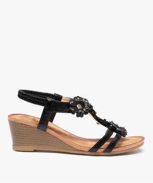 Sandales femme à talon compensé ornées de fleurs et strass vue1 - GEMO(URBAIN) - GEMO