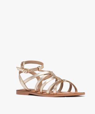 Sandales plates avec brides en cuir métallisé femme vue2 - FOLLOW ME - GEMO