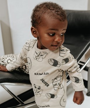 Ensemble 2 pièces en molleton doux imprimé sweat + pantalon bébé garçon vue6 - GEMO(BEBE DEBT) - GEMO