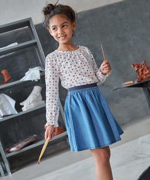 Tee-shirt fille imprimé à manches longues et fronces vue4 - GEMO (ENFANT) - GEMO