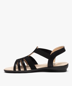 Sandales femme unies à brides élastiques avec détail en tissu à strass vue3 - GEMO (CONFORT) - GEMO