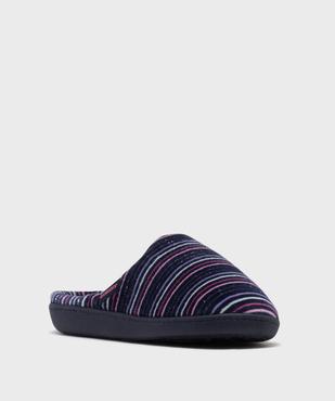Chaussons mules à rayures et paillettes femme - Isotoner vue2 - ISOTONER - GEMO