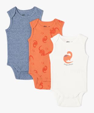 Body bébé garçon sans manches motif dinosaures (lot de 3) vue1 - GEMO 4G BEBE - GEMO