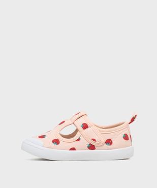 Tennis babies en toile à motifs fraises fermeture scratch fille - Lovely Wings vue3 - LOVELY WINGS GEMO FOR GOOD - GEMO