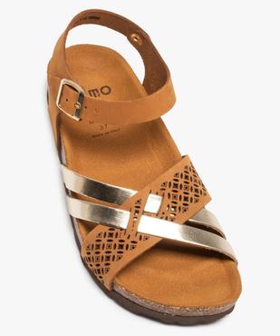 Sandales femme plates dessus cuir ajouré et métallisé vue5 - GEMO (CASUAL) - GEMO