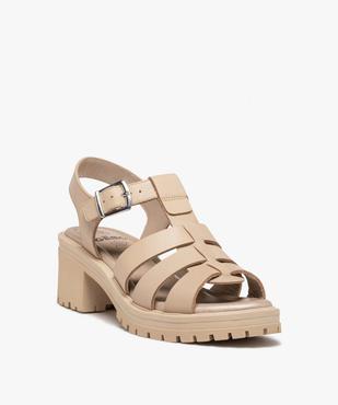 Sandales femme à talon style rock dessus cuir uni vue2 - GEMO(URBAIN) - GEMO