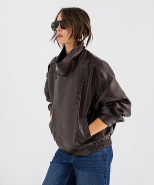 Blouson en cuir imitation femme vue1 - GEMO(FEMME PAP) - GEMO