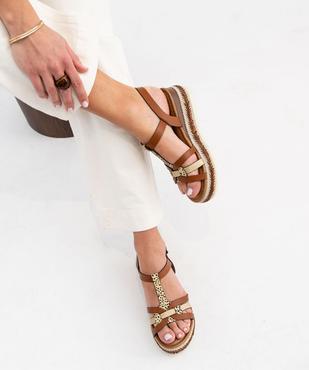 Sandales à semelle plateforme crantée et brides brillantes femme vue1 - VALENTINA BALDA - GEMO