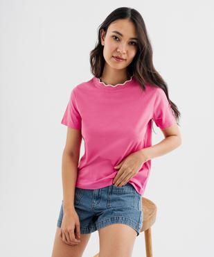 Tee-shirt manches courtes à col fantaisie femme vue1 - GEMO(FEMME PAP) - GEMO