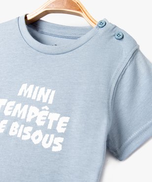 Tee-shirt bébé garçon à manches courtes et message humoristique vue2 - GEMO(BEBE DEBT) - GEMO