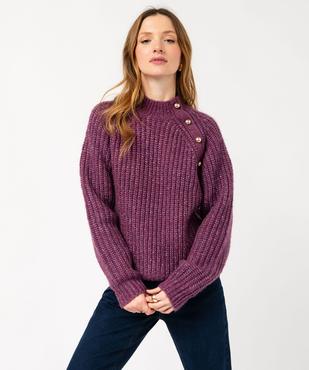 Pull en grosse maille avec boutons métalliques femme vue1 - GEMO 4G FEMME - GEMO